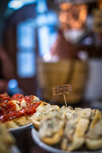 Close-up of food on table