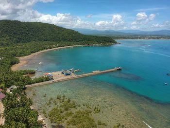 High angle view of beach against sky