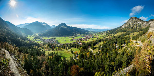 Panoramic view of landscape and mountains against sky