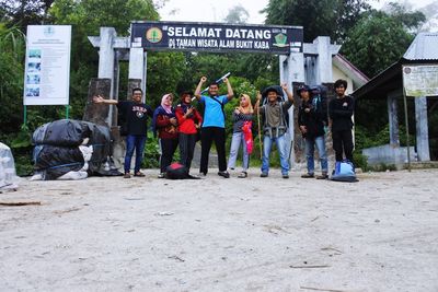 Group of people in front of building