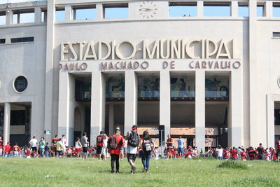 Group of people in front of building