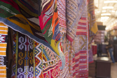 Multi colored fabrics for sale at market