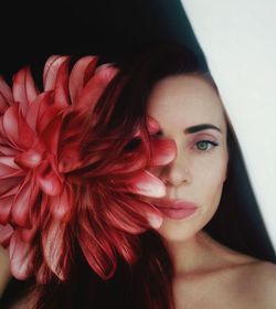 Close-up portrait of beautiful young woman