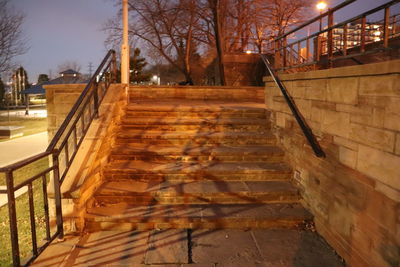 Staircase in park at night