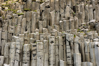 Black basalt column formation in vik, iceland