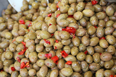 High angle view of vegetables for sale in market