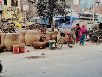 Bicycles on street in city