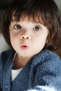 Close-up portrait of cute baby girl