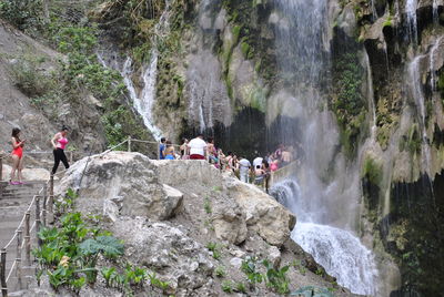 Scenic view of waterfall