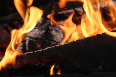 Close-up of bonfire on barbecue