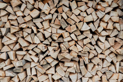 Full frame shot of logs in forest