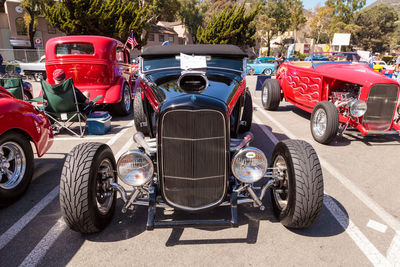 Vintage car parked at roadside