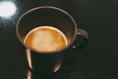 High angle view of coffee on table