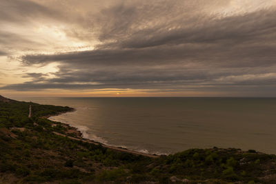 Scenic view of sea against sky during sunset