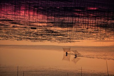 Scenic view of sea during sunset