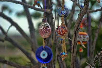 Close-up of decoration hanging on tree