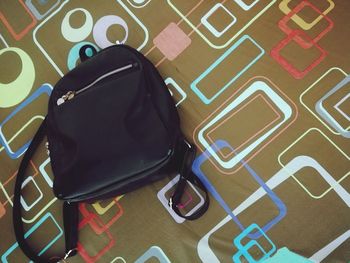 High angle view of chair on floor at home