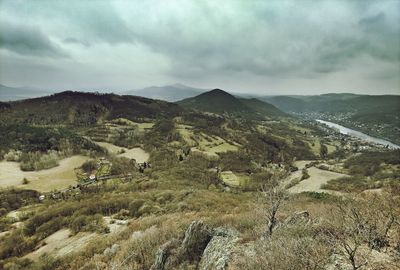 High angle view of landscape against sky