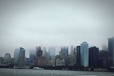 City skyline with river in background