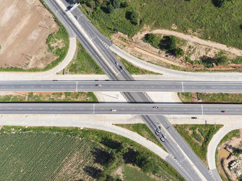 High angle view of highway in city