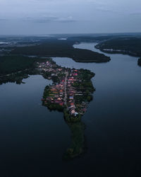 High angle view of sea against sky