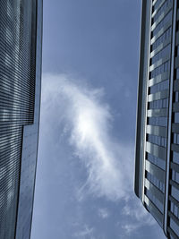 Low angle view of modern buildings against sky