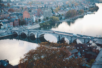 High angle view of bridge over river