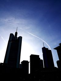 Low angle view of skyscrapers in city