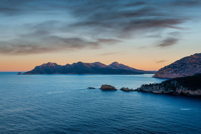 Scenic view of sea against sky during sunset