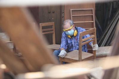 Man working on table