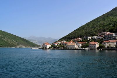 Scenic view of sea and buildings against sky