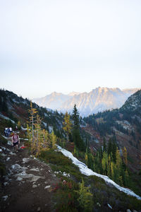 Scenic view of mountains against clear sky