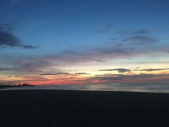 Scenic view of sea against sky at sunset