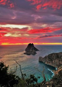 Scenic view of sea against sky at sunset