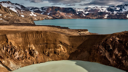 Scenic view of sea and mountains