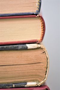 Close-up of books on table