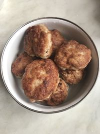 High angle view of breakfast in plate on table