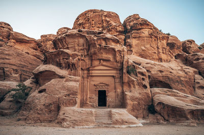 Low angle view of rock formations