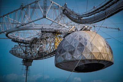 A view of hanging space telescope instruments at arecibo observatory in puerto rico.