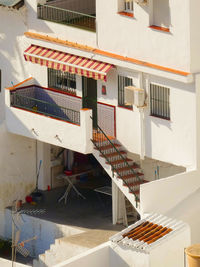 High angle view of staircase outside building
