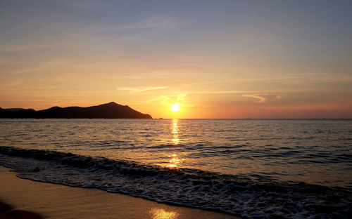 Scenic view of sea against sky during sunset