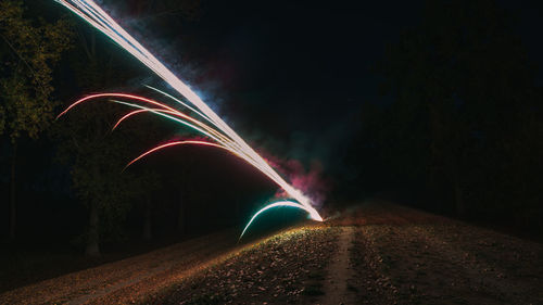 Light trails on street at night