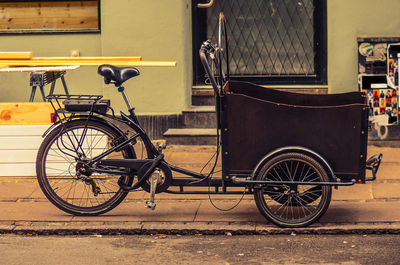 Tricycle bicycle on the street of copenhagen, denmark