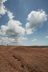 Scenic view of land against sky