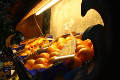 Close-up of orange fruits for sale in market