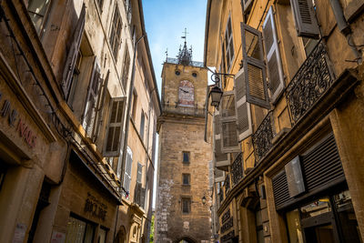 Low angle view of old building in city