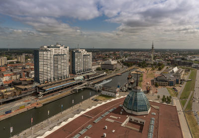 View of the harbor worlds maritime district of bremerhaven, germany