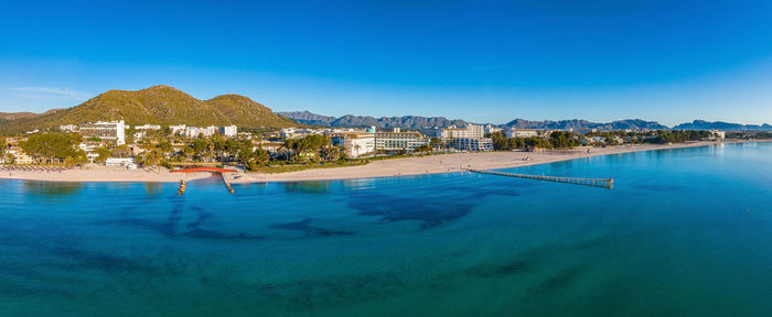 Aerial view of the beach in palma de mallorca