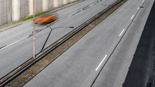 High angle view of vehicles on road