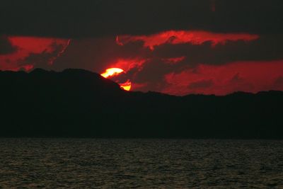 Scenic view of sea against cloudy sky